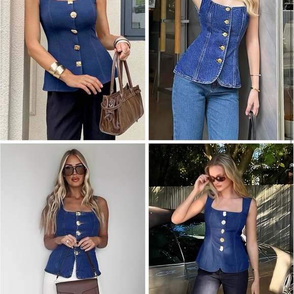 Stylish Blue Denim Button-Up Top - Picture 4 of 4